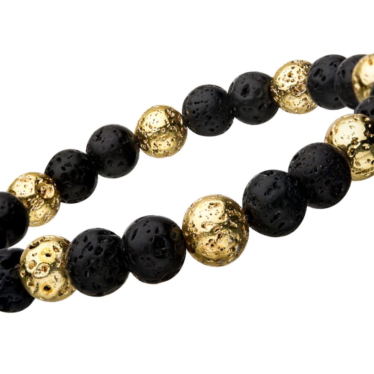 INOX JEWELRY Bracelets Black and Golden Molten Lava Bead Bracelet BR128LAVAGK