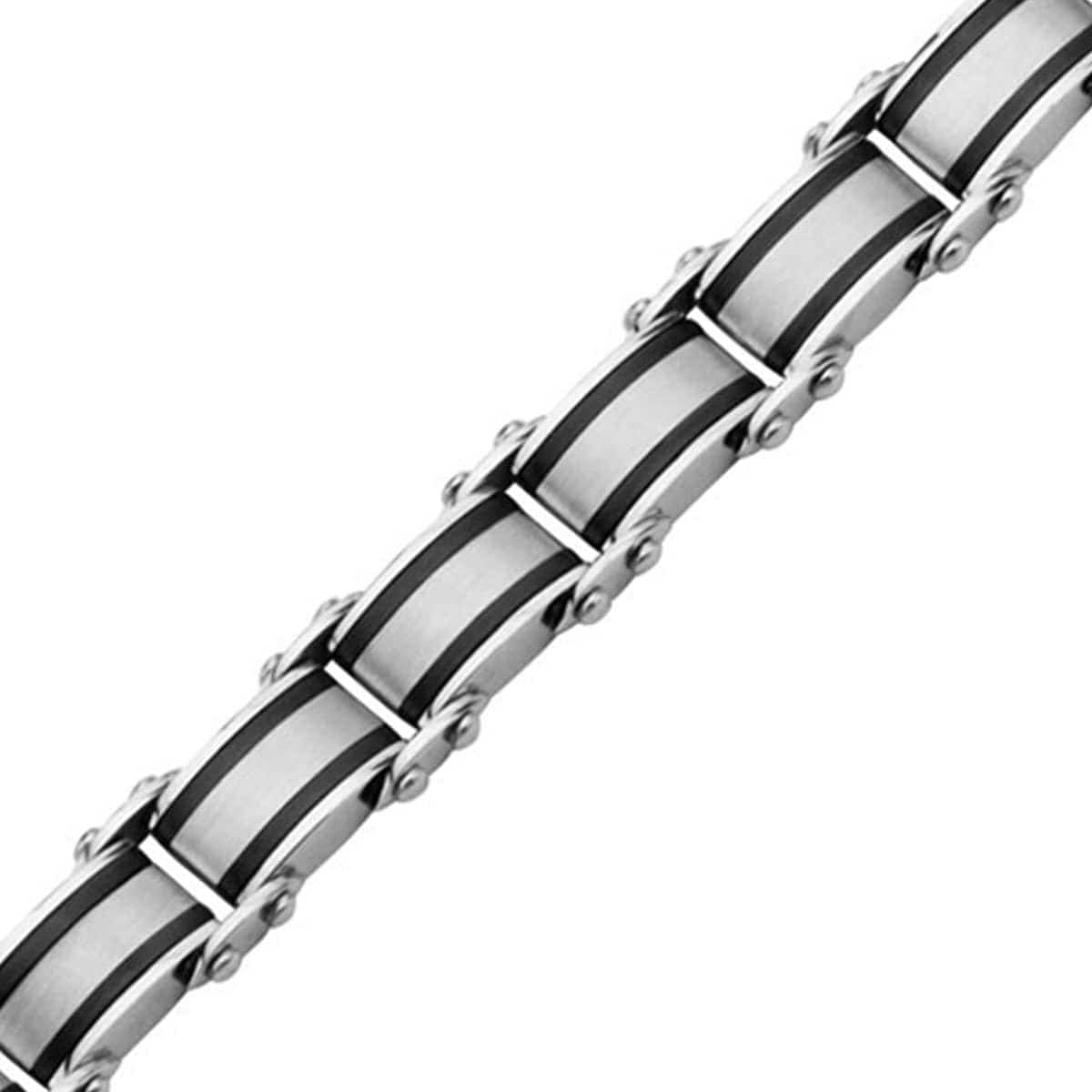 INOX JEWELRY Bracelets Black and Golden Stainless Steel Exposed Mesh Reversible Bracelet BRDDS06