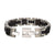 INOX JEWELRY Bracelets Black and Silver Tone Stainless Steel Matte Finish with Ebony Wood Link Bracelet BR34382