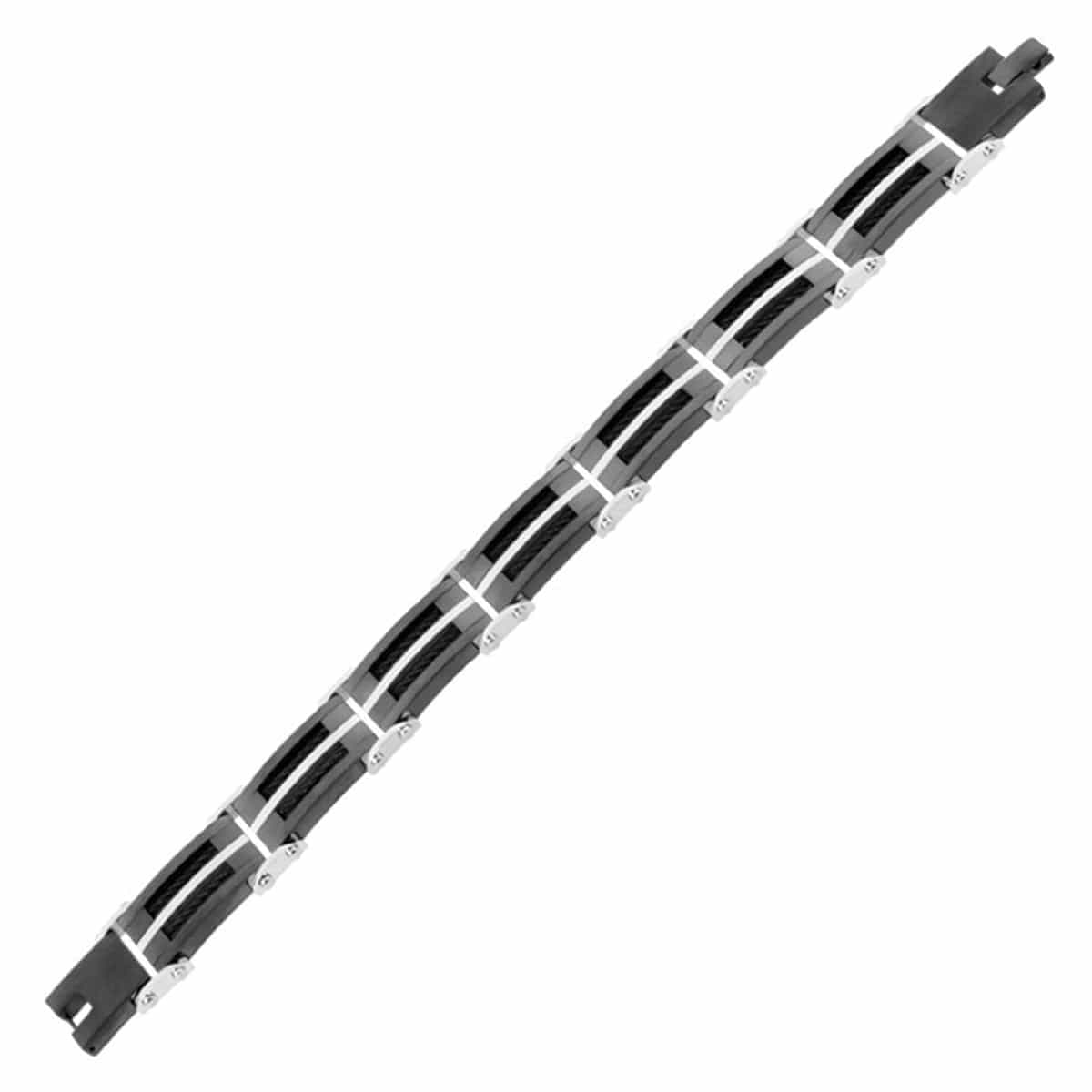 INOX JEWELRY Bracelets Black and Silver Tone Stainless Steel Urbanight Industrial Bracelet BR4229