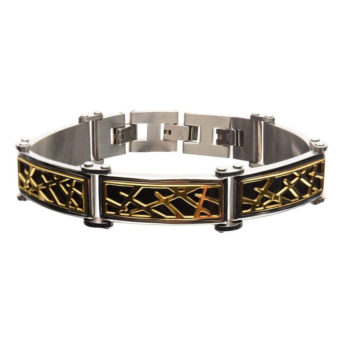 INOX JEWELRY Bracelets Black, Silver Tone and Golden Tone Stainless Steel Crown of Thorns Collection Bracelet BR14132S