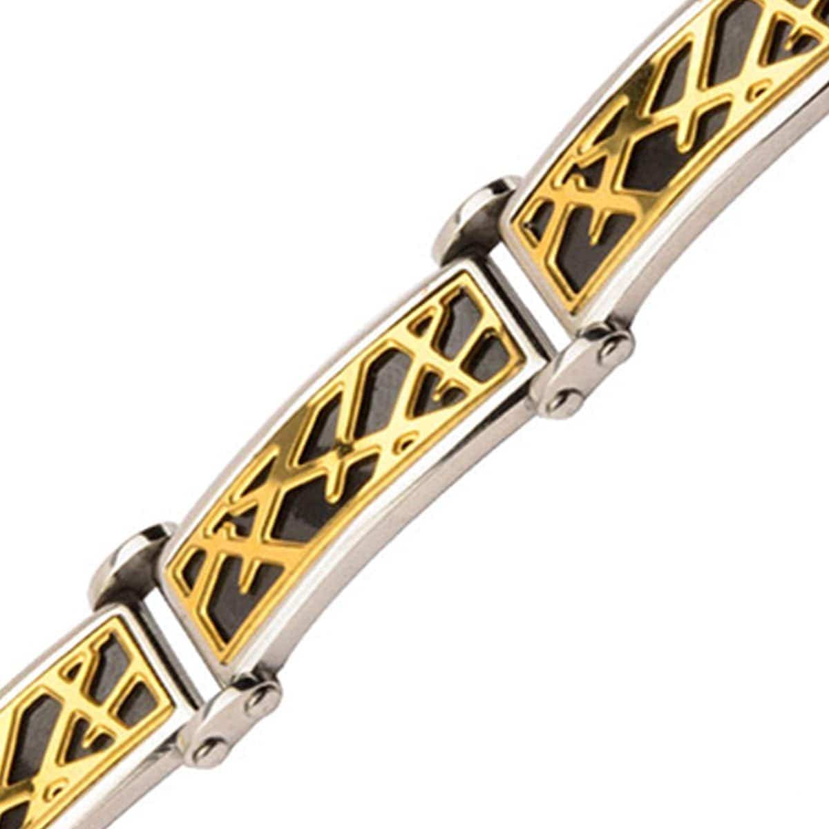 INOX JEWELRY Bracelets Black, Silver Tone and Golden Tone Stainless Steel Crown of Thorns Collection Bracelet BR14132S