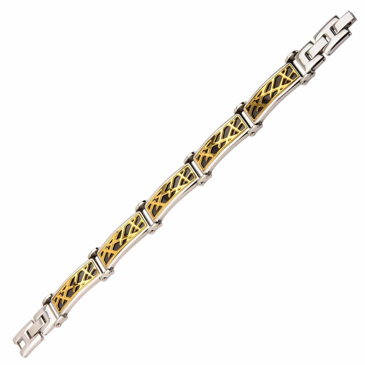 INOX JEWELRY Bracelets Black, Silver Tone and Golden Tone Stainless Steel Crown of Thorns Collection Bracelet BR14132S