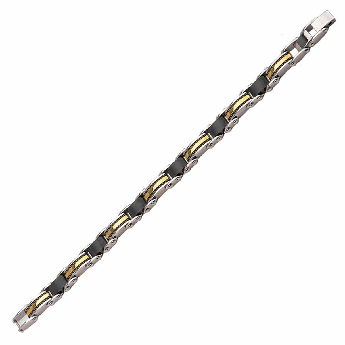INOX JEWELRY Bracelets Black, Silver Tone and Golden Tone Stainless Steel Reversible Bracelet BRDS6