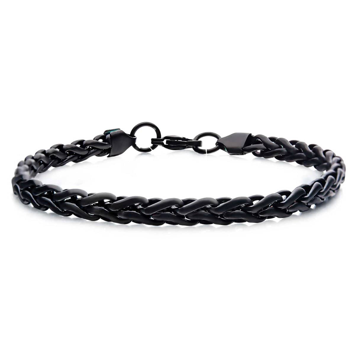 INOX JEWELRY Bracelets Black Stainless Steel 6mm Matte Spiga Chain Link Bracelet BR21601MK