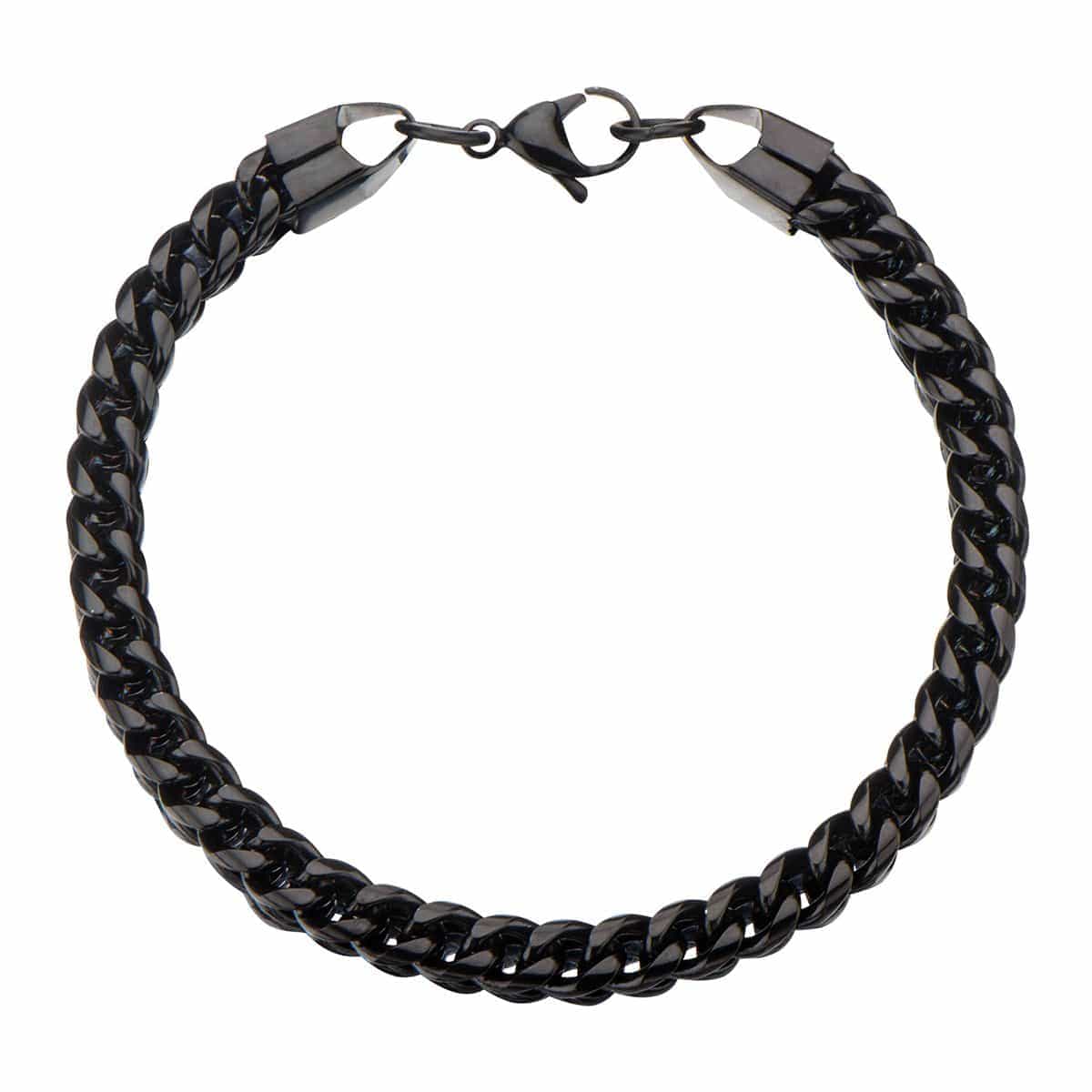 INOX JEWELRY Bracelets Black Stainless Steel 6mm Rounded Franco Chain Bracelet BR11416K