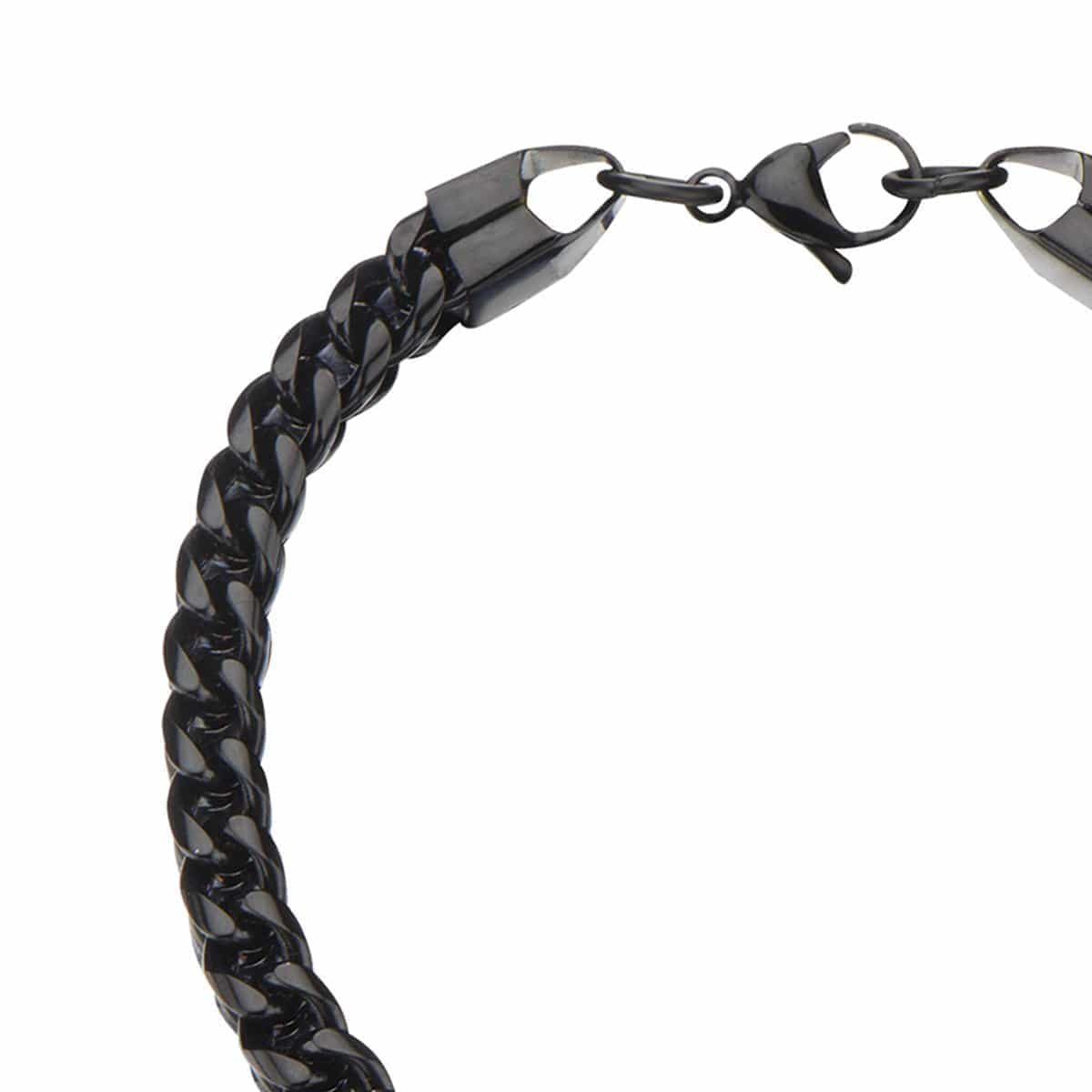 INOX JEWELRY Bracelets Black Stainless Steel 6mm Rounded Franco Chain Bracelet BR11416K