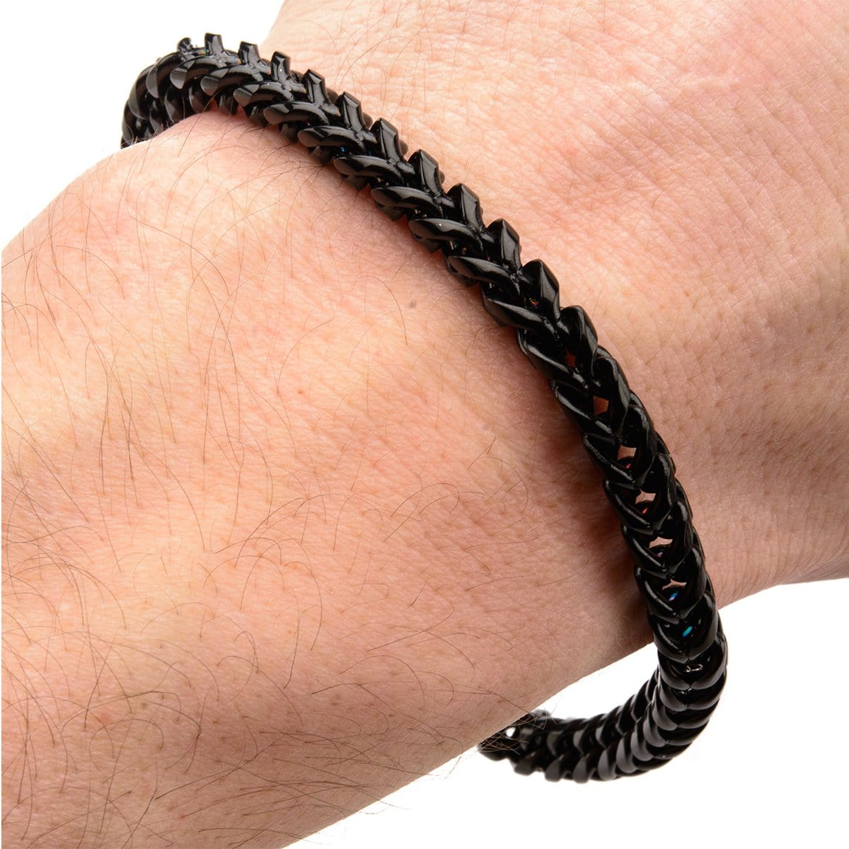 INOX JEWELRY Bracelets Black Stainless Steel 6mm Rounded Franco Chain Bracelet BR11416K