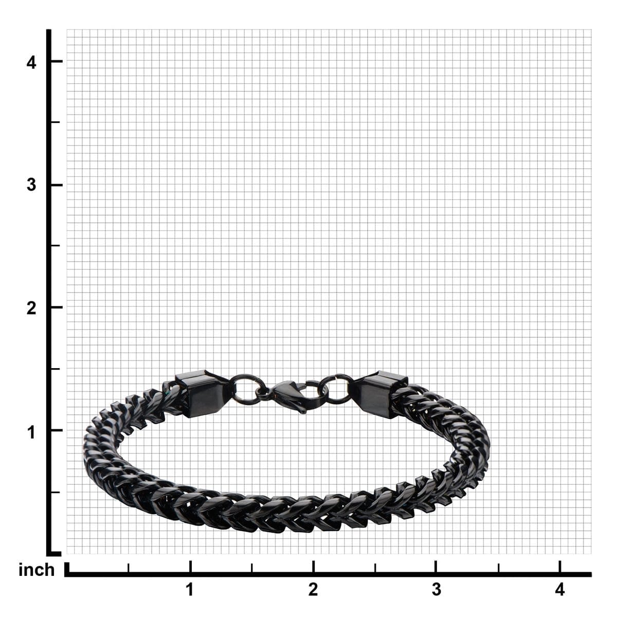 INOX JEWELRY Bracelets Black Stainless Steel 6mm Rounded Franco Chain Bracelet BR11416K