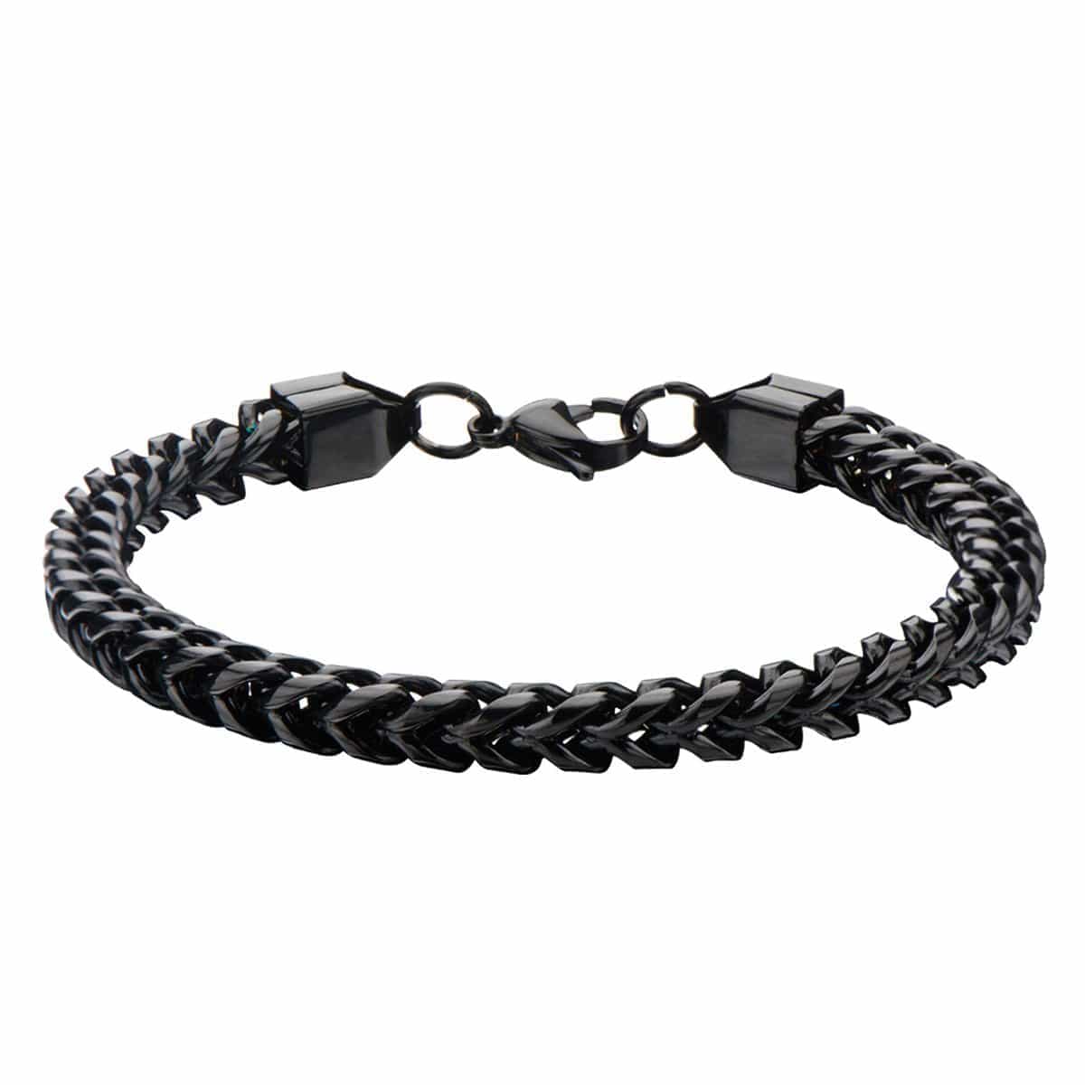 INOX JEWELRY Bracelets Black Stainless Steel 6mm Rounded Franco Chain Bracelet BR11416K