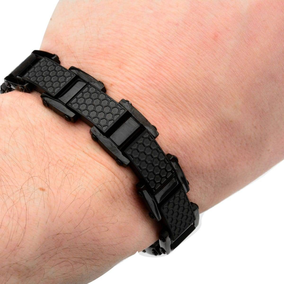 Buy Black Stainless Steel Adjustable Honeycomb Link Bracelet