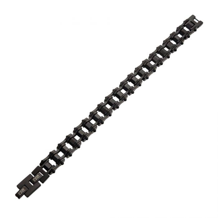 INOX JEWELRY Bracelets Black Stainless Steel Bike Chain Bracelet BR36915K-85