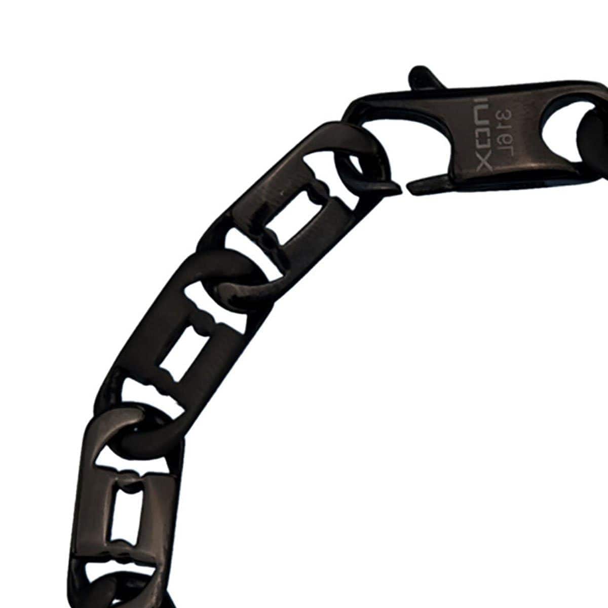 INOX JEWELRY Bracelets Black Stainless Steel Classic Mariner Chain Bracelet BR2800