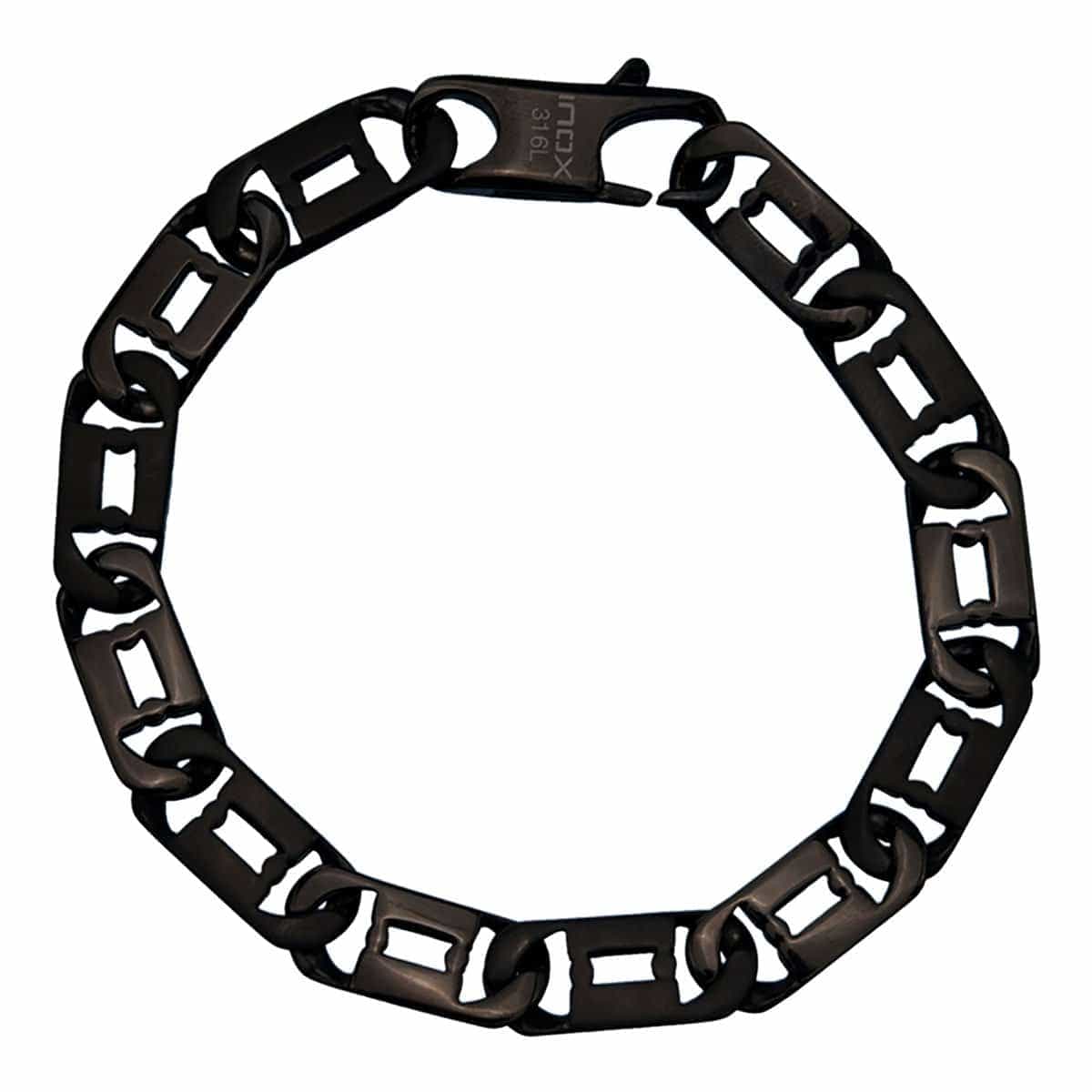 INOX JEWELRY Bracelets Black Stainless Steel Classic Mariner Chain Bracelet BR2800