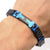 INOX JEWELRY Bracelets Blue and Black Stainless Steel Adjustable Groove Link Bracelet BR18085