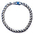 INOX JEWELRY Bracelets Blue and Silver Tone Stainless Steel Rounded Franco Chain Denim Fade Bracelet BR7626B