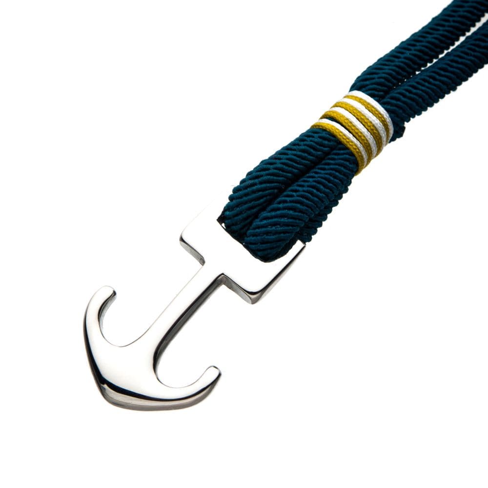 INOX JEWELRY Bracelets Blue Paracord Rope with Steel Anchor Clasp Bracelet BR32010