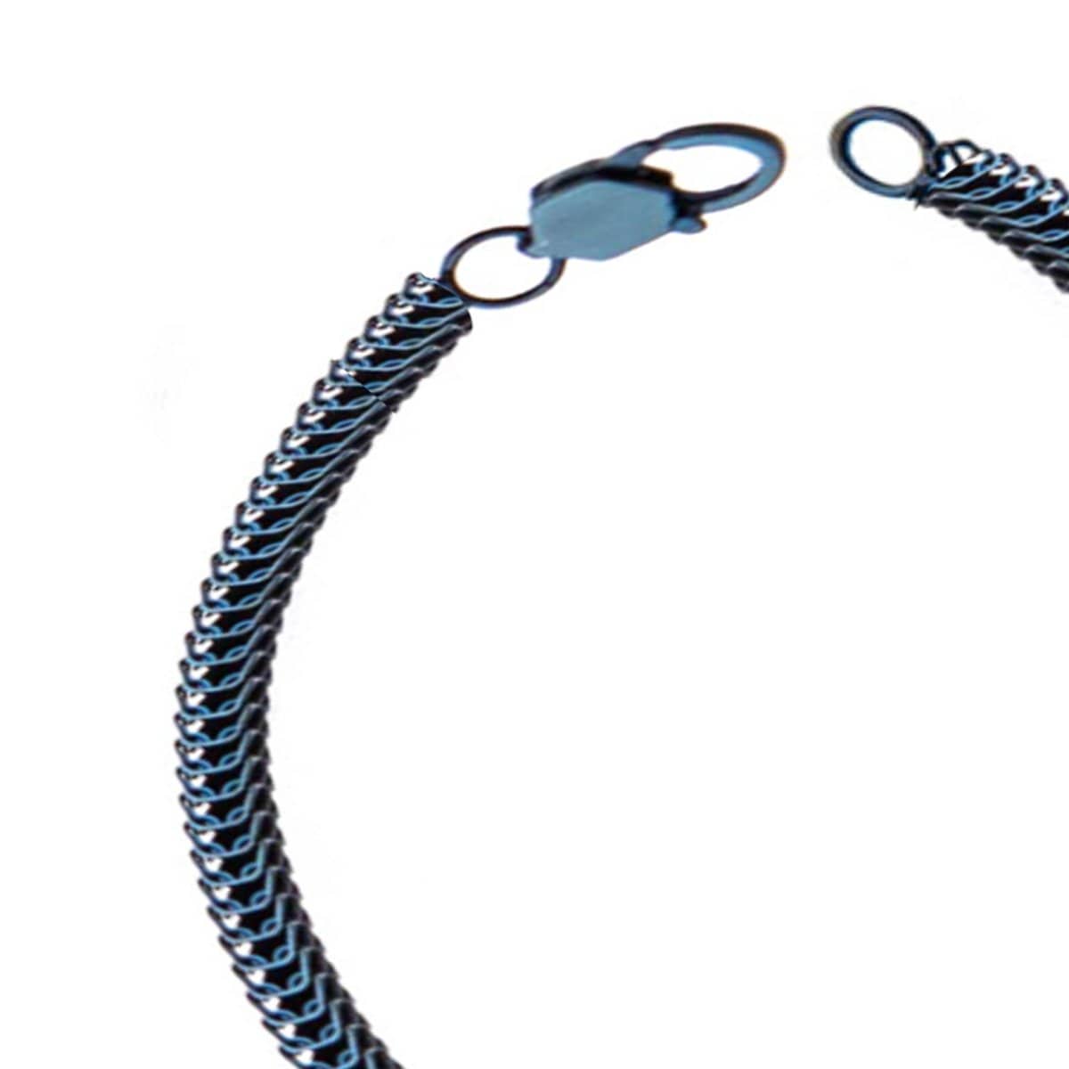 INOX JEWELRY Bracelets Blue Stainless Steel 4mm Snake Chain Bracelet BR27845BL