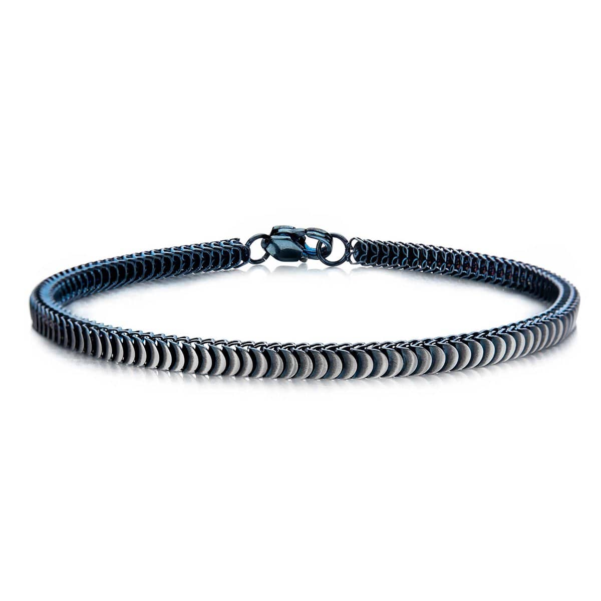 INOX JEWELRY Bracelets Blue Stainless Steel 4mm Snake Chain Bracelet BR27845BL