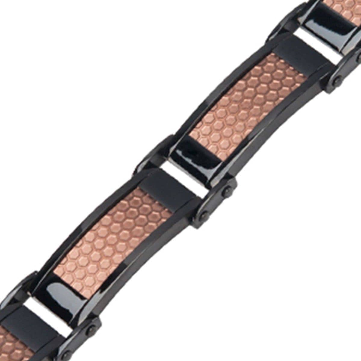 INOX JEWELRY Bracelets Brown and Black Stainless Steel Honeycomb Bracelet BR11266
