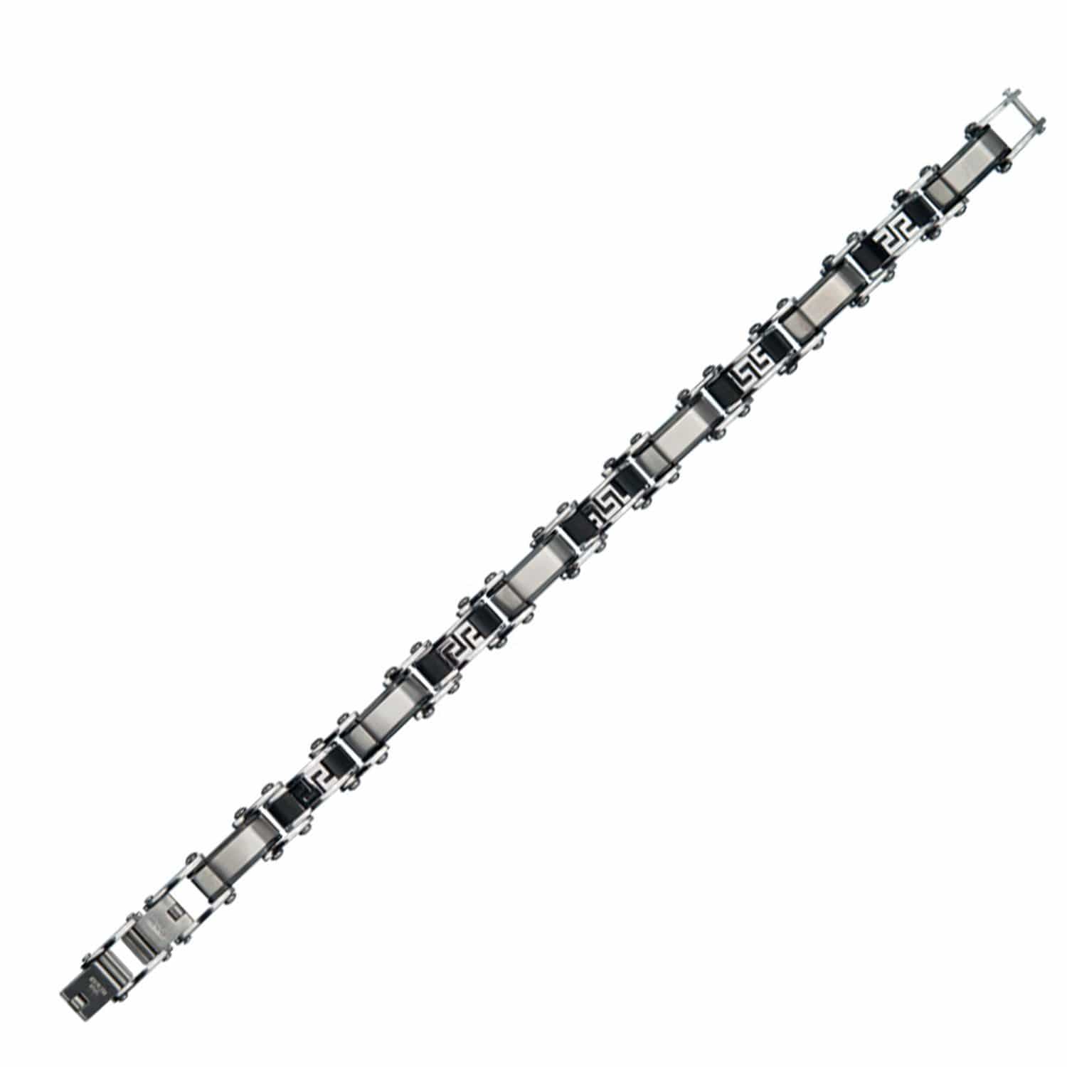 INOX JEWELRY Bracelets Brown, Black and Silver Tone Stainless Steel Reversible Bracelet BRDS3
