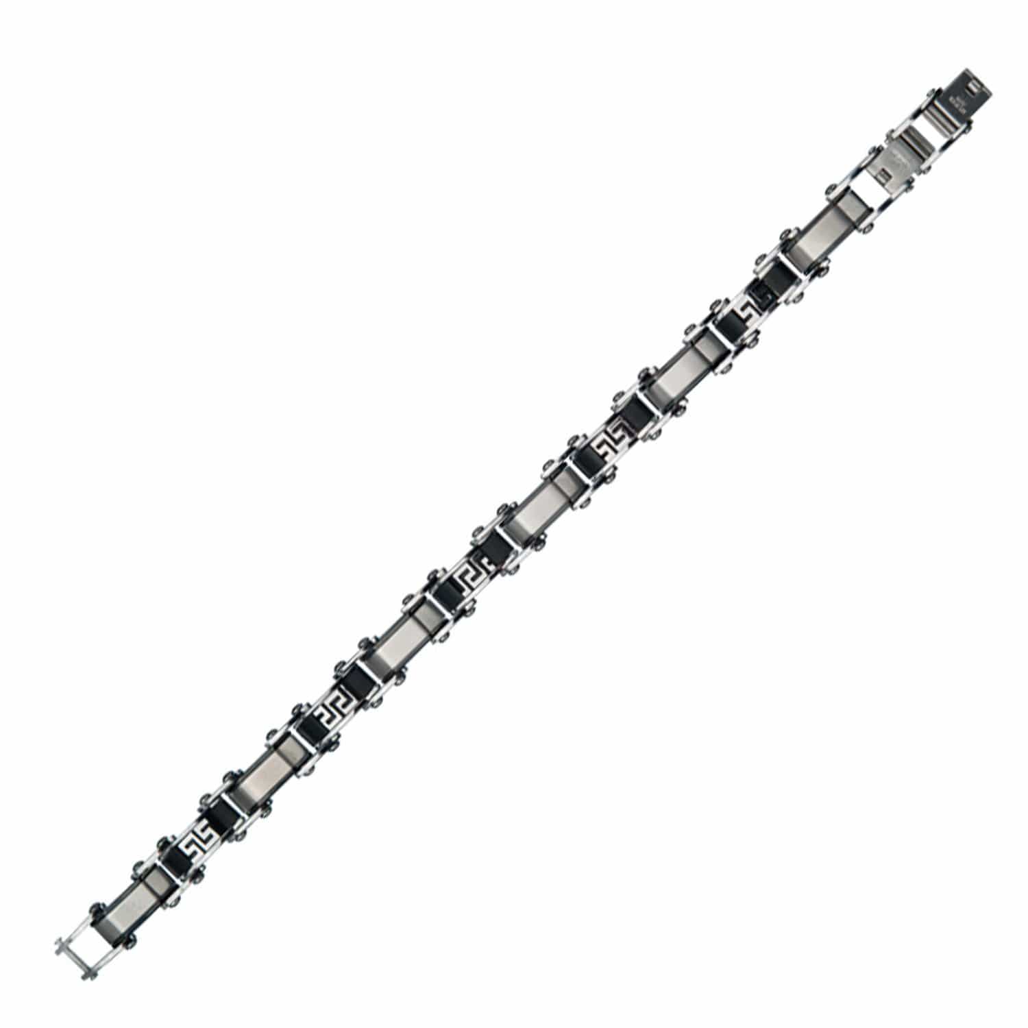 INOX JEWELRY Bracelets Brown, Black and Silver Tone Stainless Steel Reversible Bracelet BRDS3