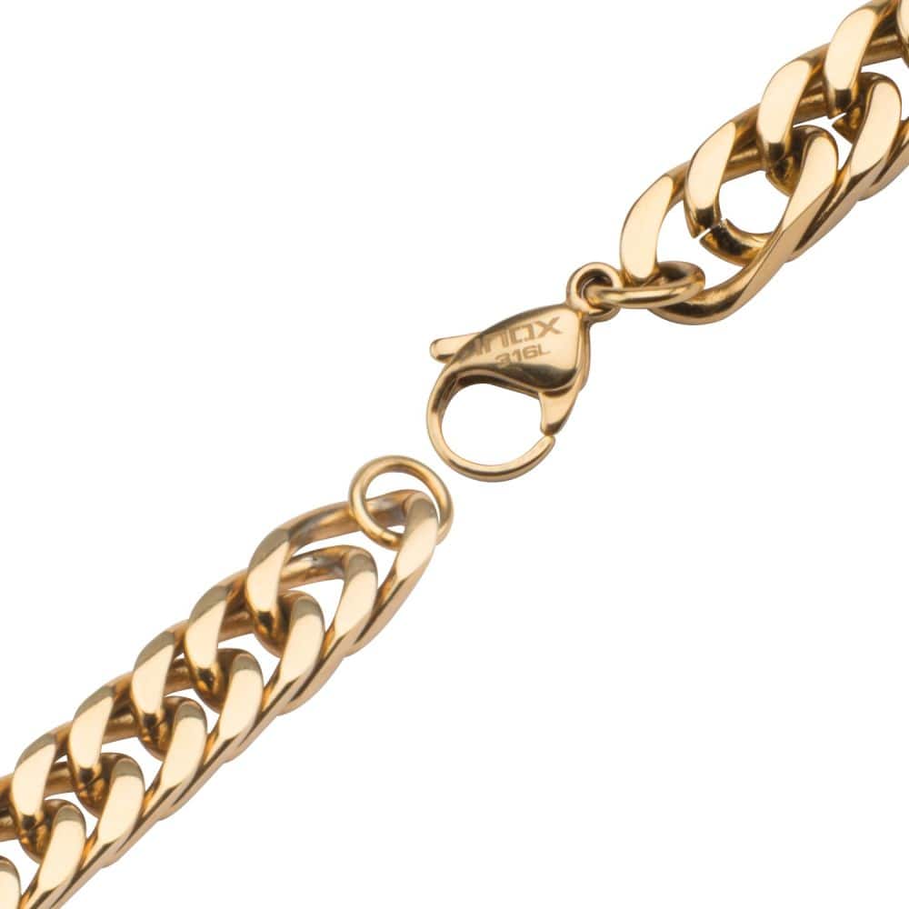 INOX JEWELRY Bracelets Gold IP Fancy Curb Chain Bracelet BRGP110