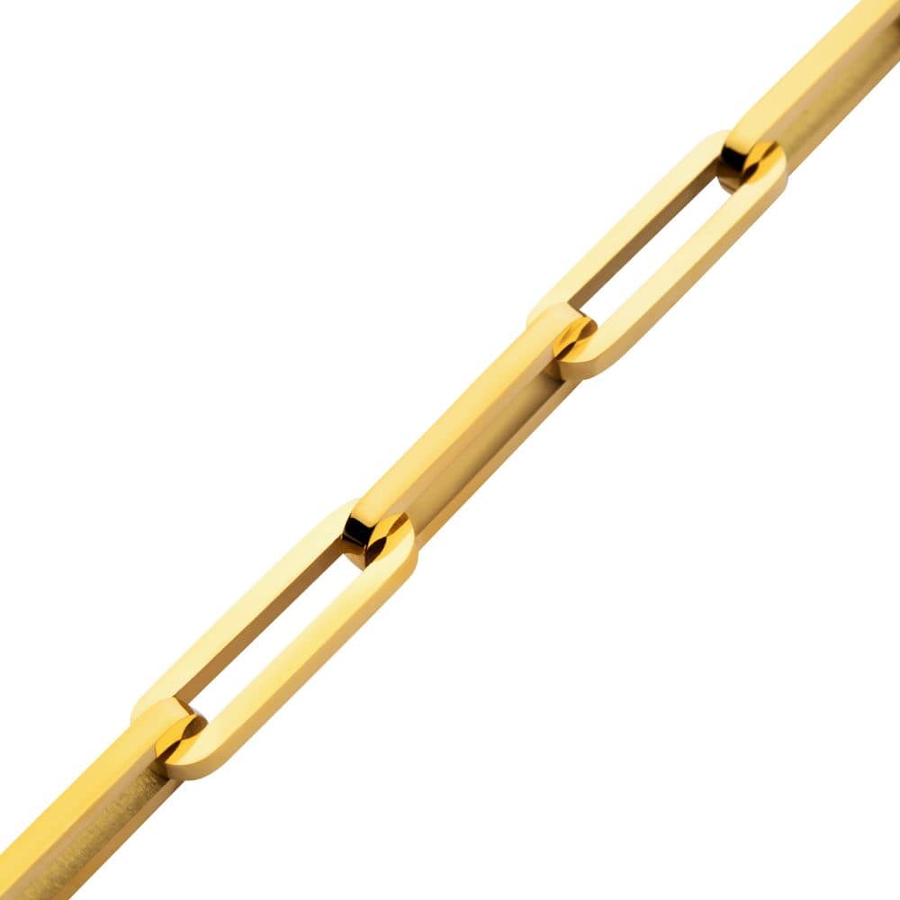 INOX JEWELRY Bracelets Gold IP Steel Paperclip Link Chain Bracelet