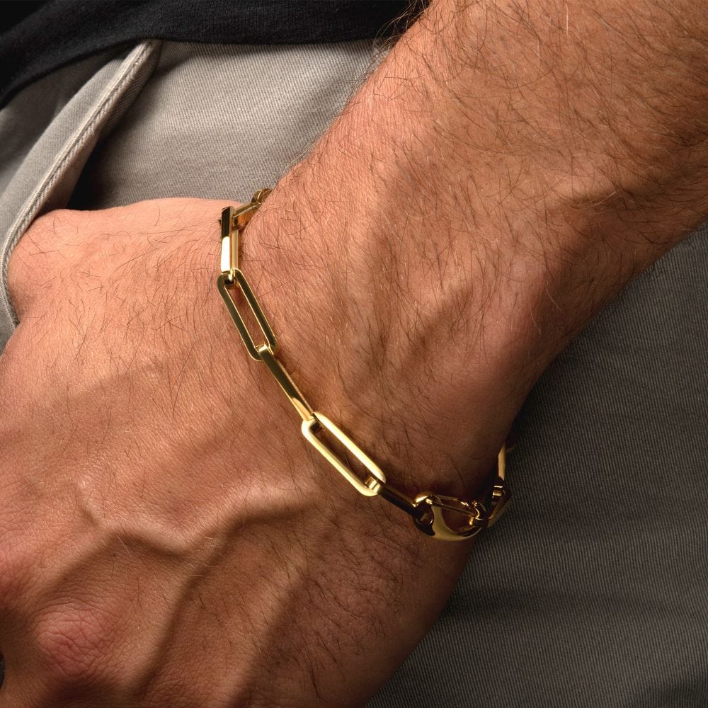 INOX JEWELRY Bracelets Gold IP Steel Paperclip Link Chain Bracelet