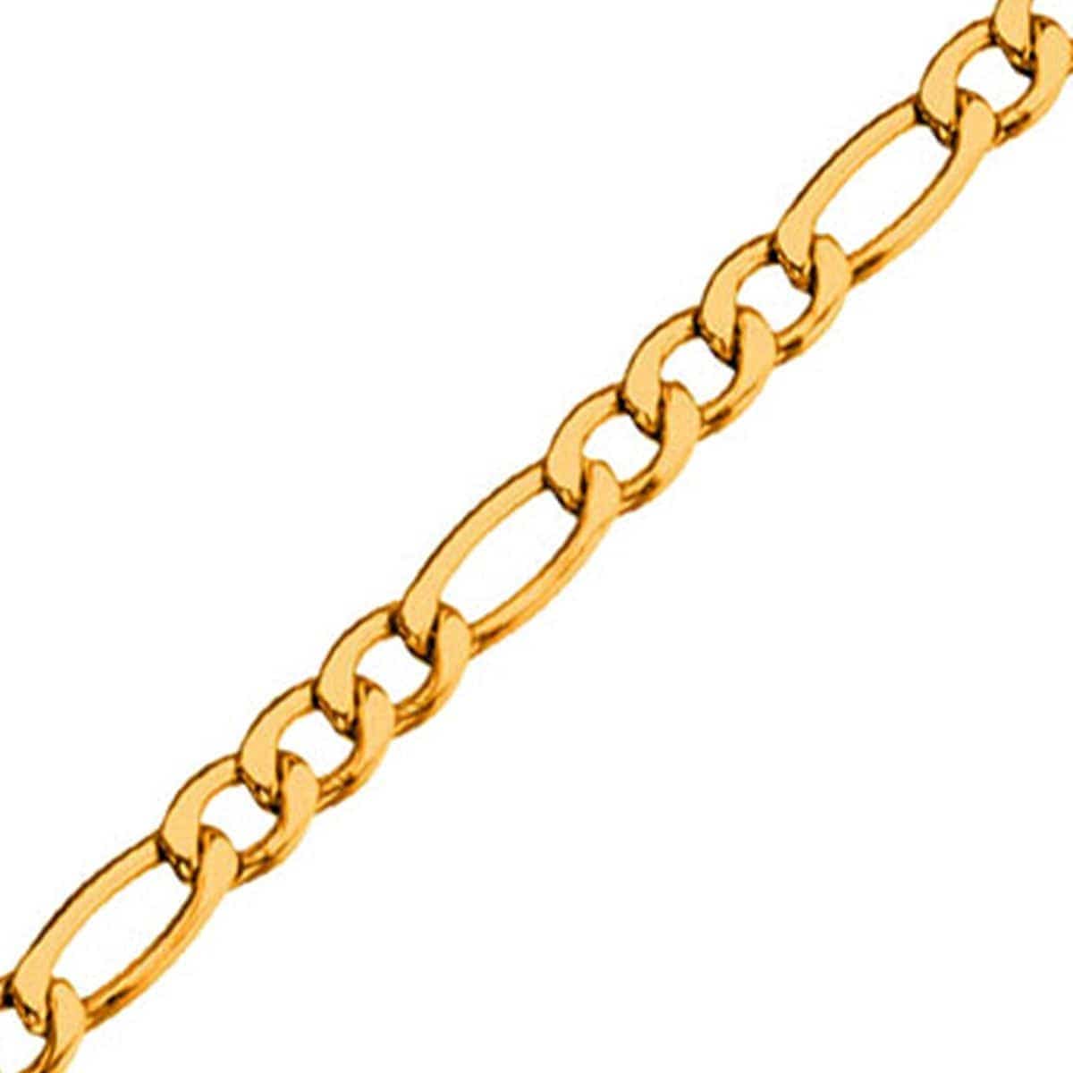 INOX JEWELRY Bracelets Golden Tone Stainless Steel 5.6mm Figaro Chain Bracelet BR116G