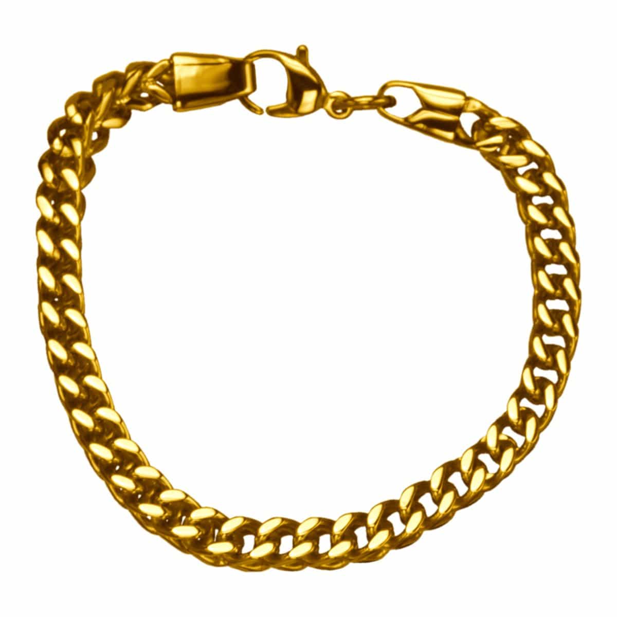 INOX JEWELRY Bracelets Golden Tone Stainless Steel Classic Franco Chain Bracelet BR750G