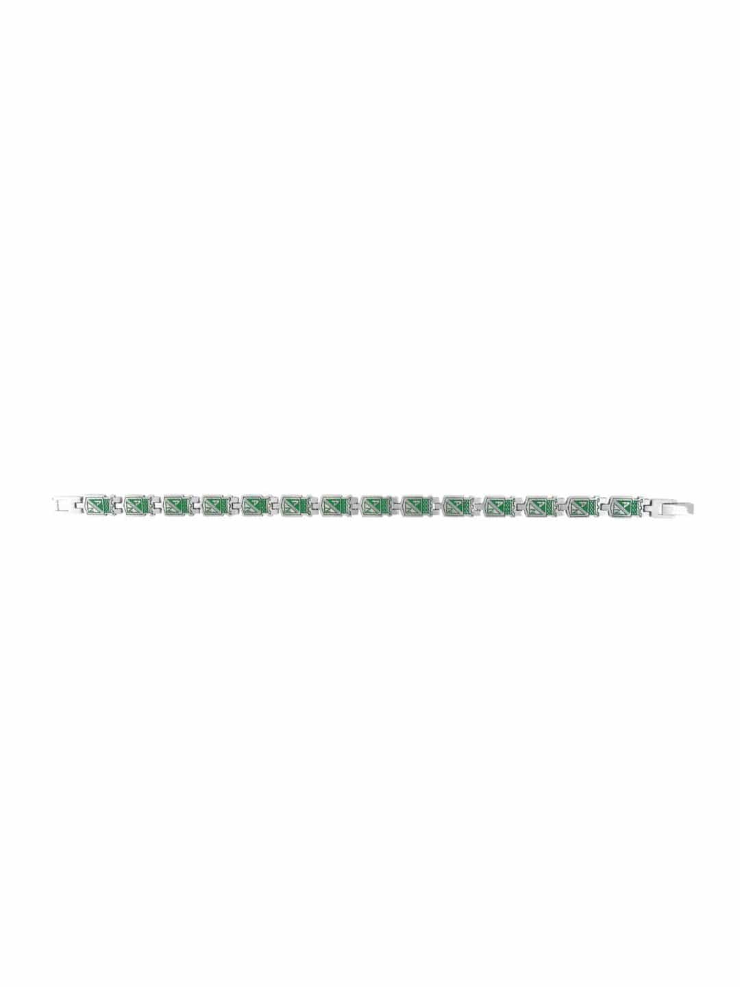 INOX JEWELRY Bracelets Green and Silver Tone Stainless Steel Columbian Football Team Link Bracelet SLBR3387