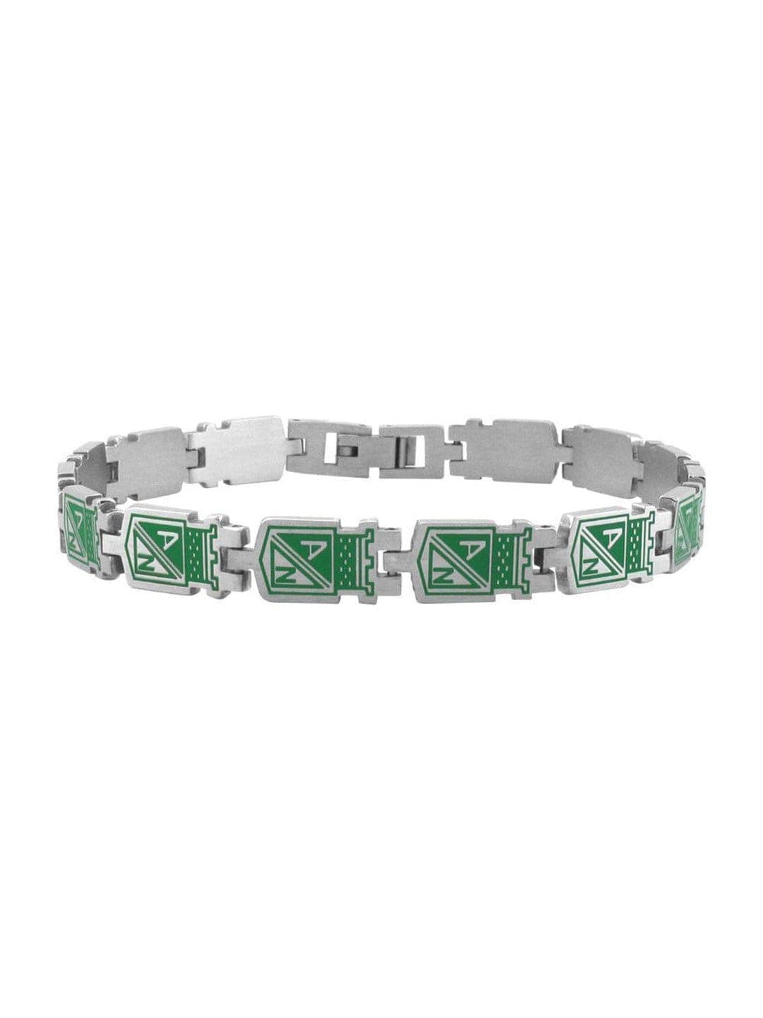 INOX JEWELRY Bracelets Green and Silver Tone Stainless Steel Columbian Football Team Link Bracelet SLBR3387