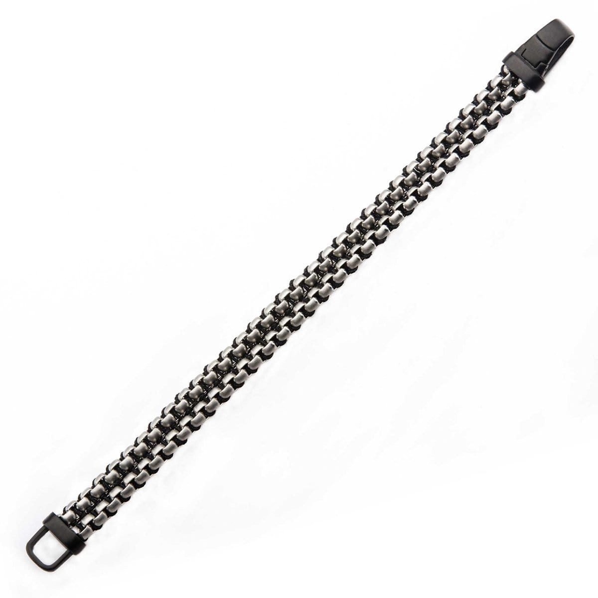 INOX JEWELRY Bracelets Gunmetal Silver Tone Stainless Steel Interlinked Box Chain Bracelet BR1471703S