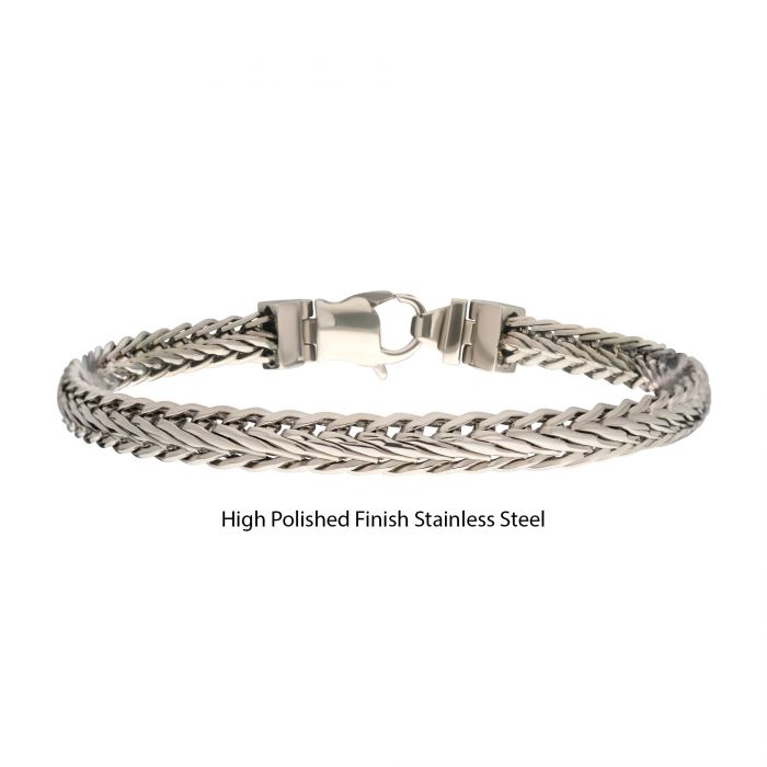 Buy Men's Stainless Steel Double Diamond Cut Spiga Chain Bracelet