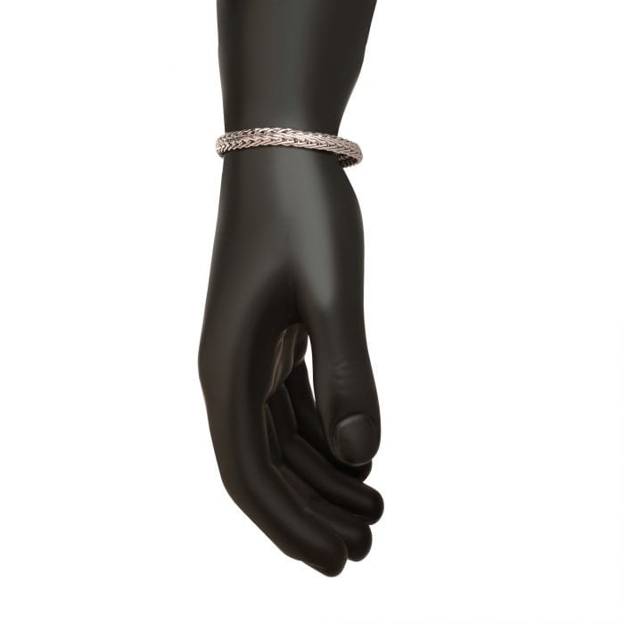 INOX JEWELRY Bracelets High Polished Finish Silver Tone Stainless Steel Double Diamond Cut Spiga Chain Bracelet