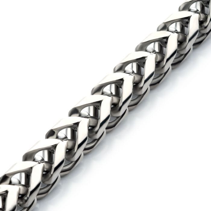 INOX JEWELRY Bracelets High Polished Finish Silver Tone Stainless Steel Franco Chain Bracelet BR209S