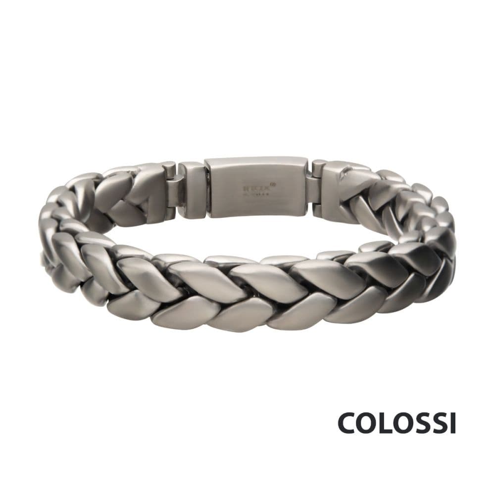 INOX JEWELRY Bracelets Matte Stainless Steel Big Double Spiga Chain Bracelet
