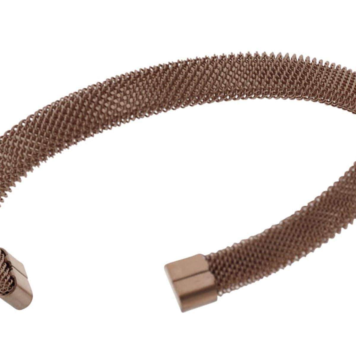 INOX JEWELRY Bracelets Rose Tone Stainless Steel Mesh Cuff Kadaa BR2473C