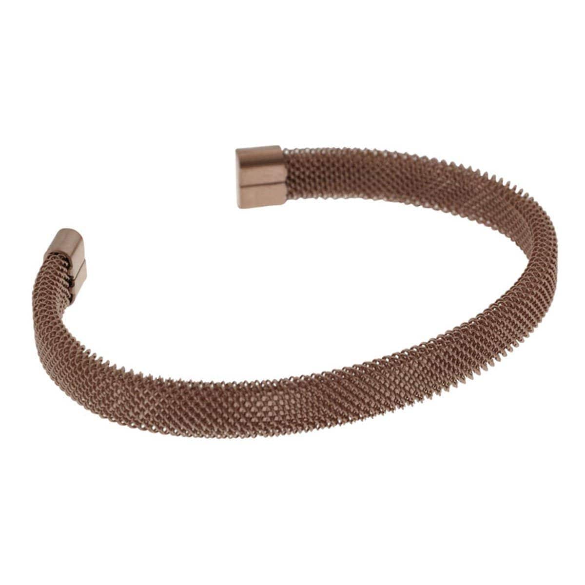 INOX JEWELRY Bracelets Rose Tone Stainless Steel Mesh Cuff Kadaa BR2473C