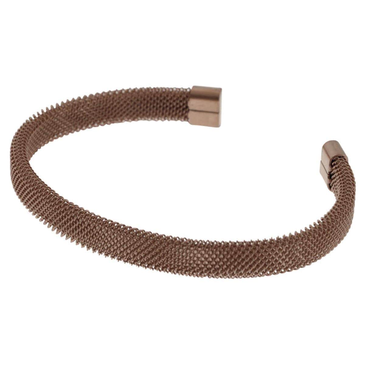 INOX JEWELRY Bracelets Rose Tone Stainless Steel Mesh Cuff Kadaa BR2473C