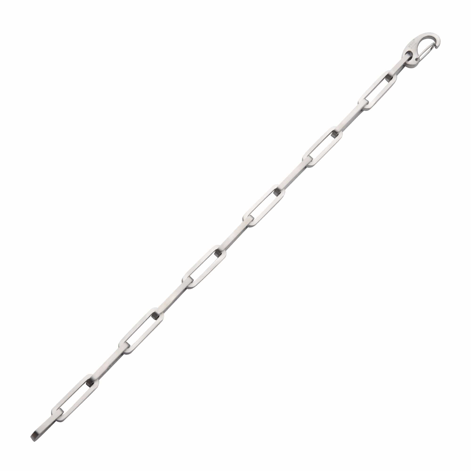 INOX JEWELRY Bracelets Silver Stainless Steel 6mm Matte Finish Paperclip Link Chain Bracelet