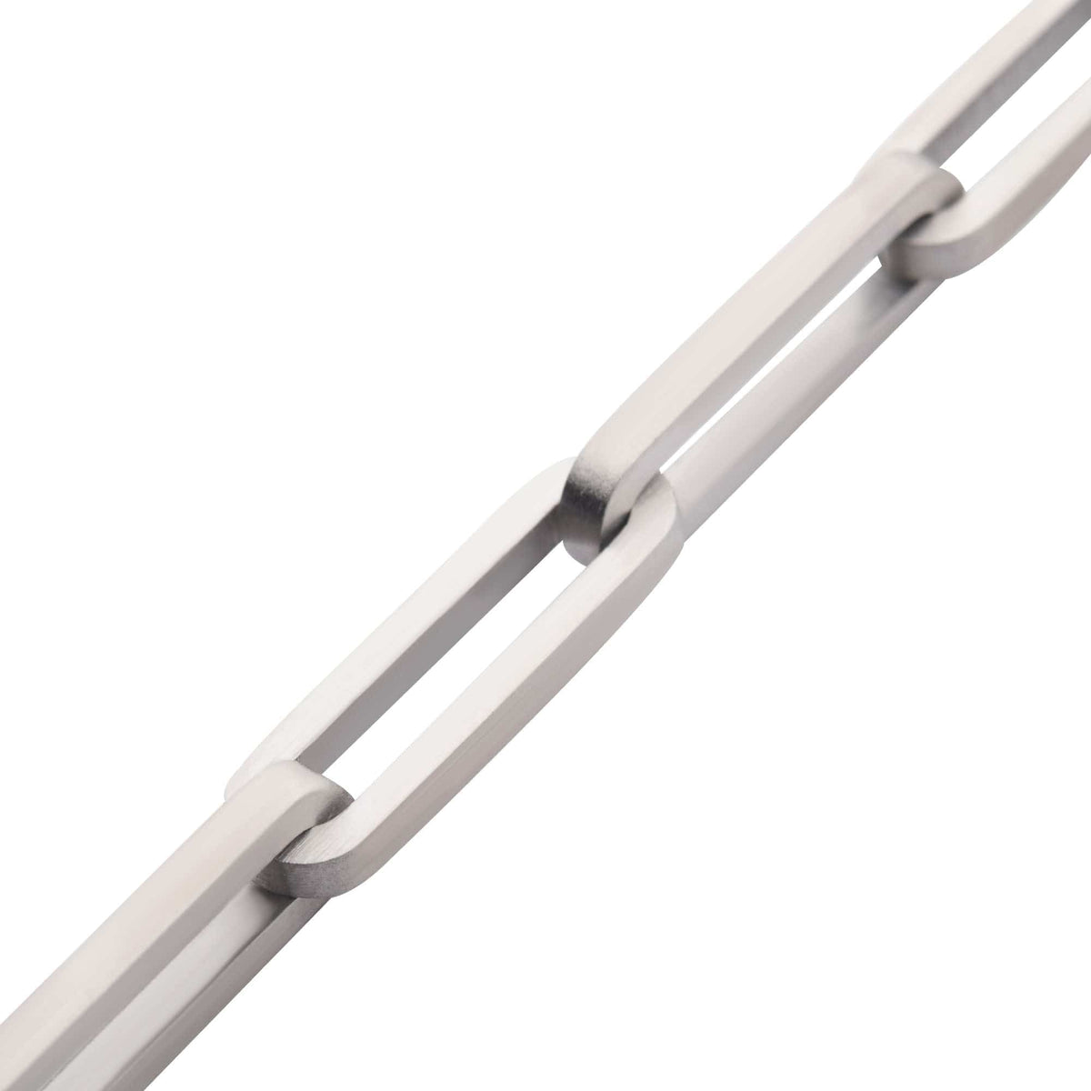 INOX JEWELRY Bracelets Silver Stainless Steel 6mm Matte Finish Paperclip Link Chain Bracelet