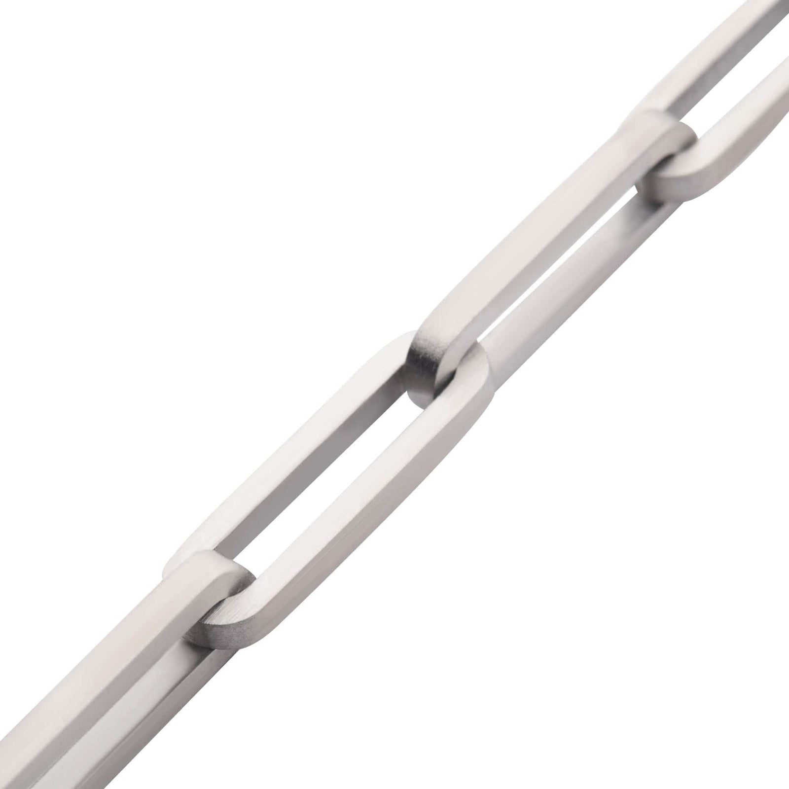 INOX JEWELRY Bracelets Silver Stainless Steel 6mm Matte Finish Paperclip Link Chain Bracelet