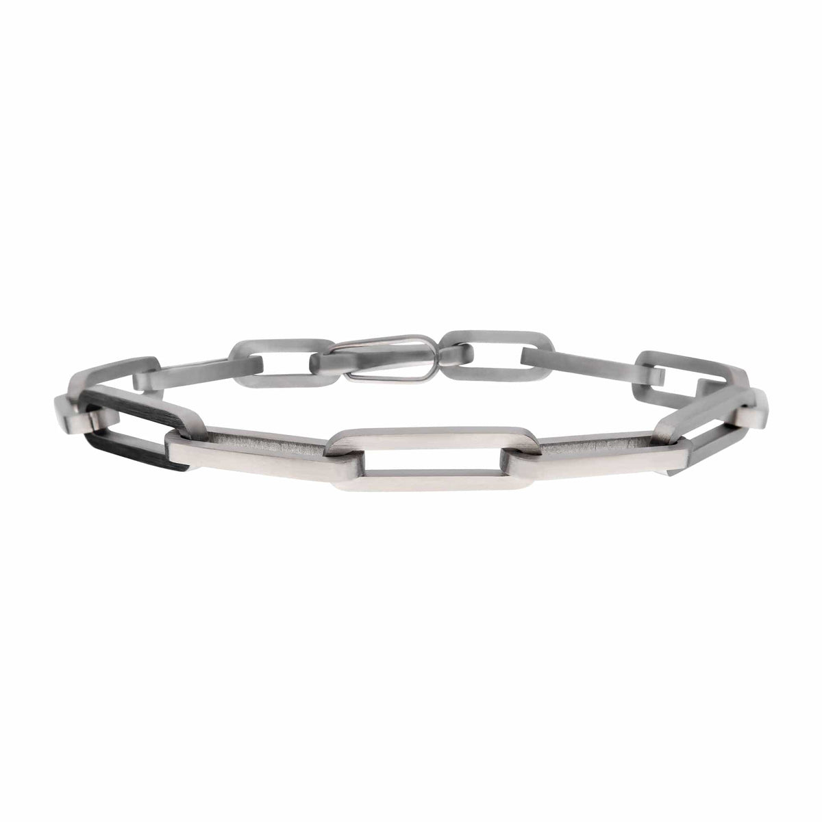 INOX JEWELRY Bracelets Silver Stainless Steel 6mm Matte Finish Paperclip Link Chain Bracelet