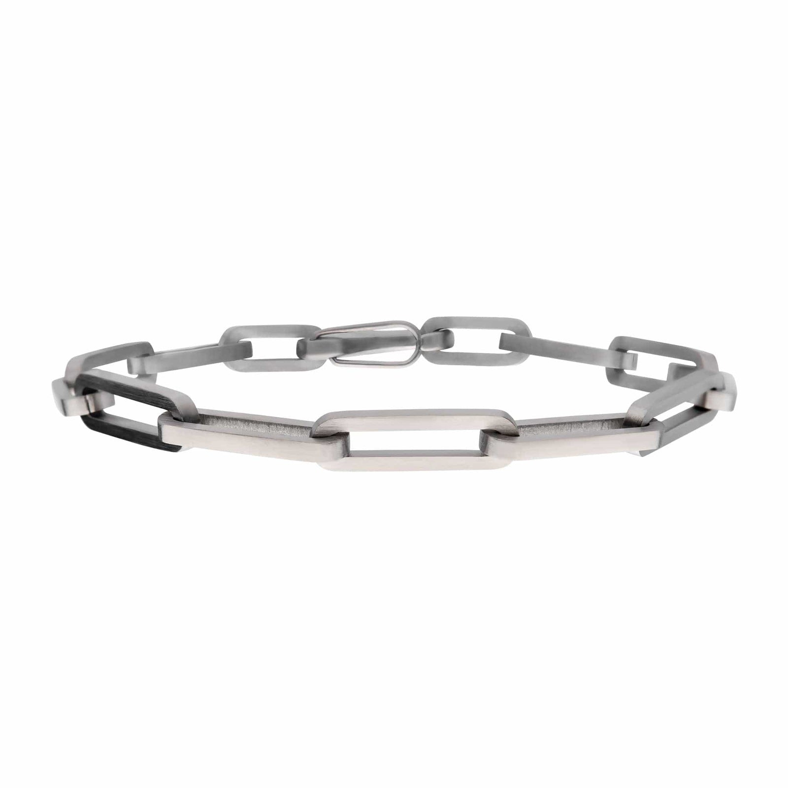 INOX JEWELRY Bracelets Silver Stainless Steel 6mm Matte Finish Paperclip Link Chain Bracelet