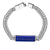 INOX JEWELRY Bracelets Silver Stainless Steel with Lapis Stone ID Tag Double Franco Chain Bracelet BR30268SLAP