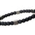 INOX JEWELRY Bracelets Silver Tone Antique Brass Block with Black Hematite Bead Bracelet BR319KHM-S