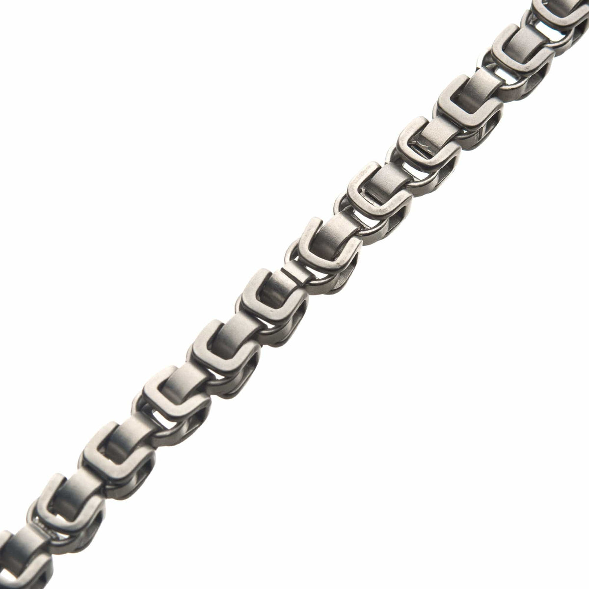 INOX JEWELRY Bracelets Silver Tone Stainless Steel 5mm Matte Finish Byzantine Link Bracelet BR34260