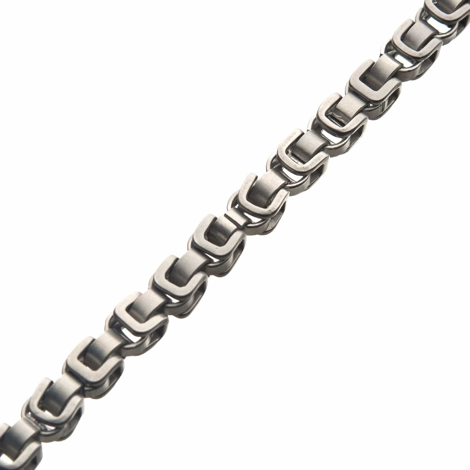INOX JEWELRY Bracelets Silver Tone Stainless Steel 5mm Matte Finish Byzantine Link Bracelet BR34260